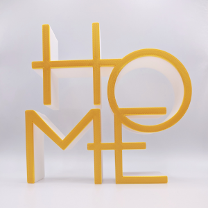 HOME Schriftzug als dekorativer minimalistischer 3D-Druck Aufsteller